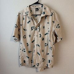 REI Trailmade Button Down Shirt Mens M Nylon Beige Floral Outdoor Hiking medium