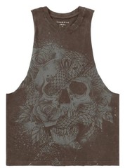 YoungLa Eternal Coil Tank Top Skull Snake Rose Men’s SZ XL Distressed Nwt #3028