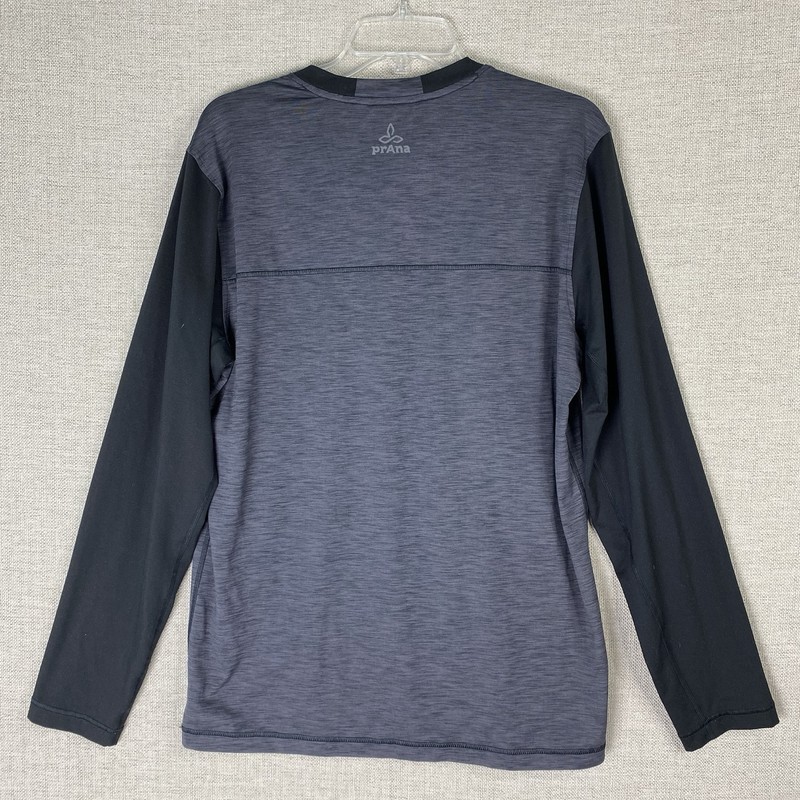 prAna Zylo Shirt Mens L Black Gray Henley Top Button Active Hiking Base Layer gallery
