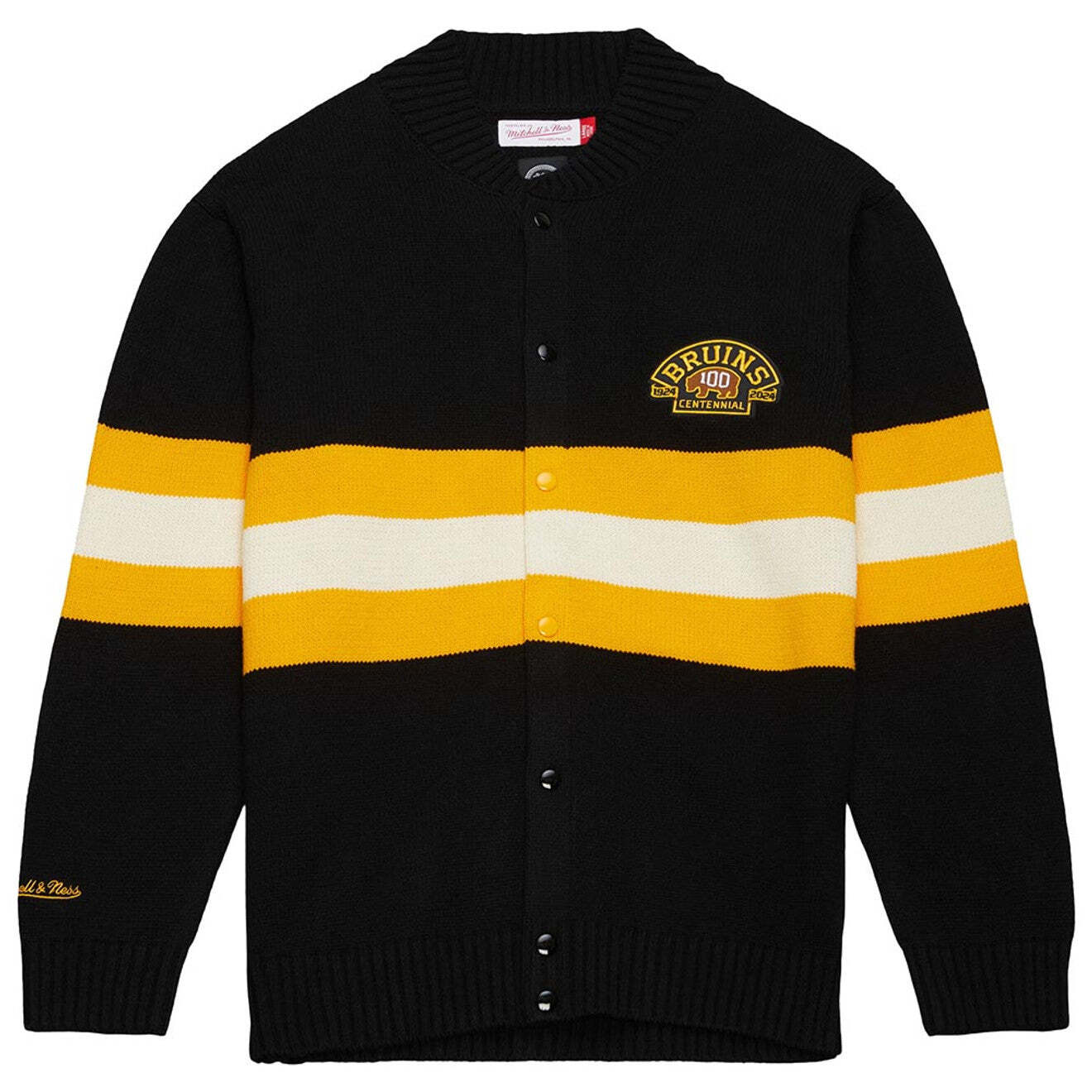 Mens Mitchell & Ness NHL 100TH ANNIVERSARY STRIPED CARDIGAN SWEATER BRUINS gallery