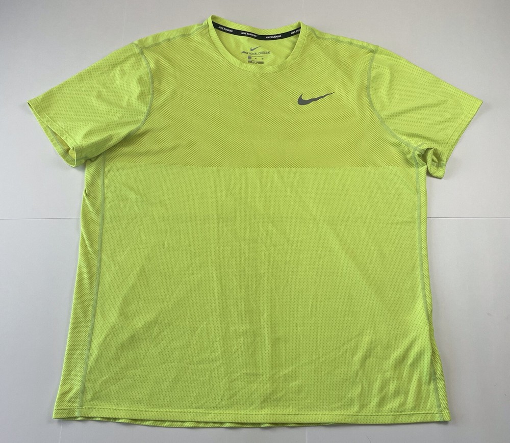 Nike Shirt Mens Sz XL Short Sleeve Lightweight Volt Yellow Dri-Fit Zonal Cooling
