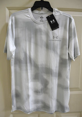 NWT Under Armour RUSH Vanish Energy Print Mens Medium White Gray T-shirt 1383974
