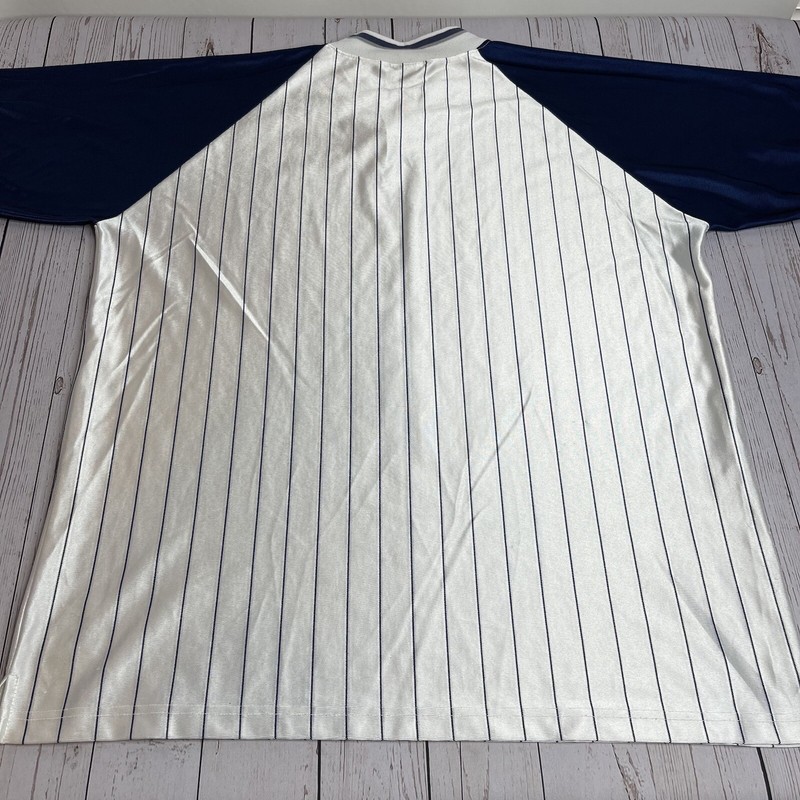 Vintage PUMA Pin Stripe Satin Warm Up Baseball Basketball Jersey Mens XXL White gallery