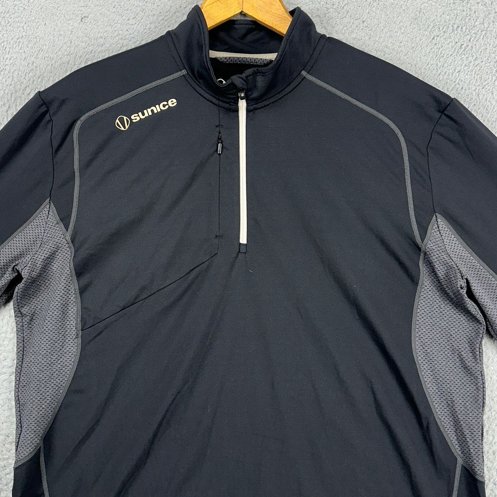 Sunice Sport Pullover Shirt Mens XL Superlite FX Black Grey Quarter Zip Athletic