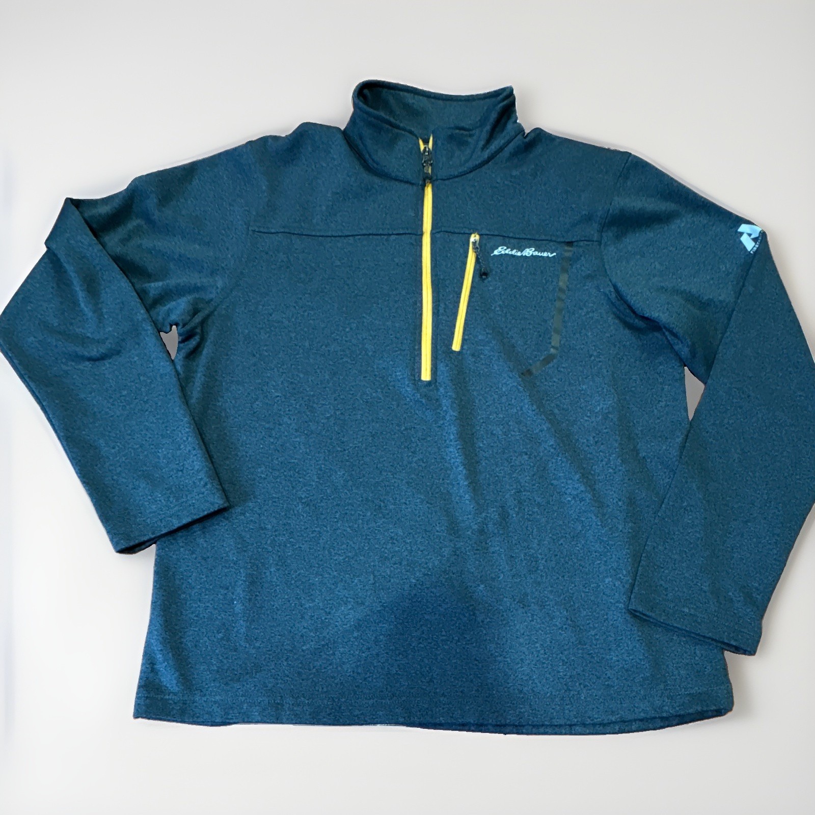 Eddie Bauer First Ascent Men’s L Blue Gray 1/4 Zip Mock Neck Pullover Polyester gallery