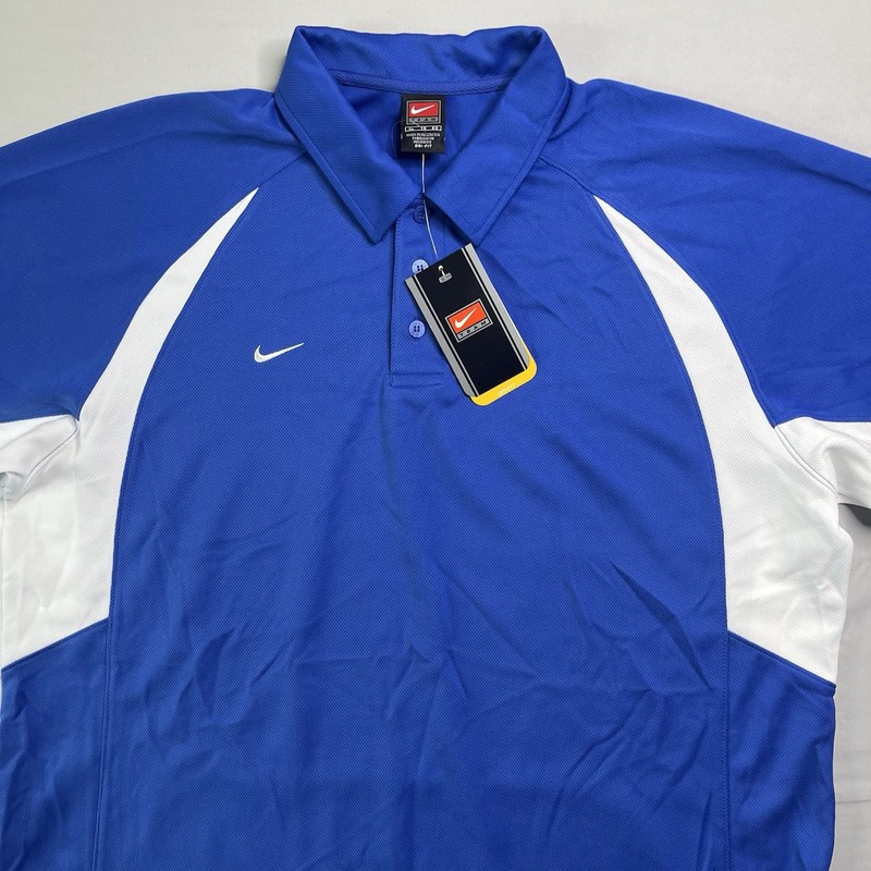 Nike Team Polo Shirt Mens X-Large Blue White Short Sleeve Football Gold NOS gallery