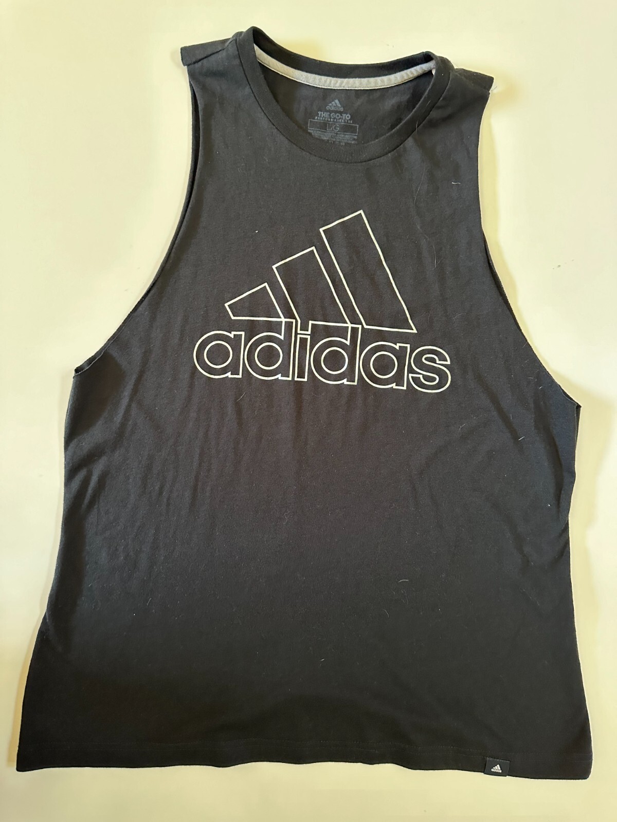 Adidas The Go-To Performance Tee Men Large Black Climalite Round Neck Sleeveless gallery