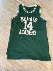 Bel-Air Academy Mens Will Smith Jersey Green White Sewn Custom Sm Fresh Prince