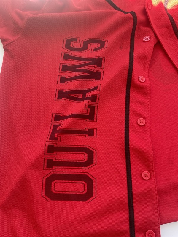 VTG Y2K Men’s XL Red Black Baseball Jersey #00 Smith Athletic Sport Hip Hop Stre gallery