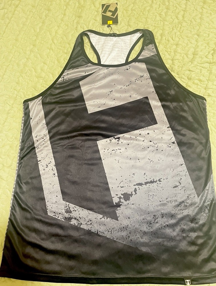 Men’s XL Tank Top Racerback Hosstile Black Gray Men's NWT Distressed