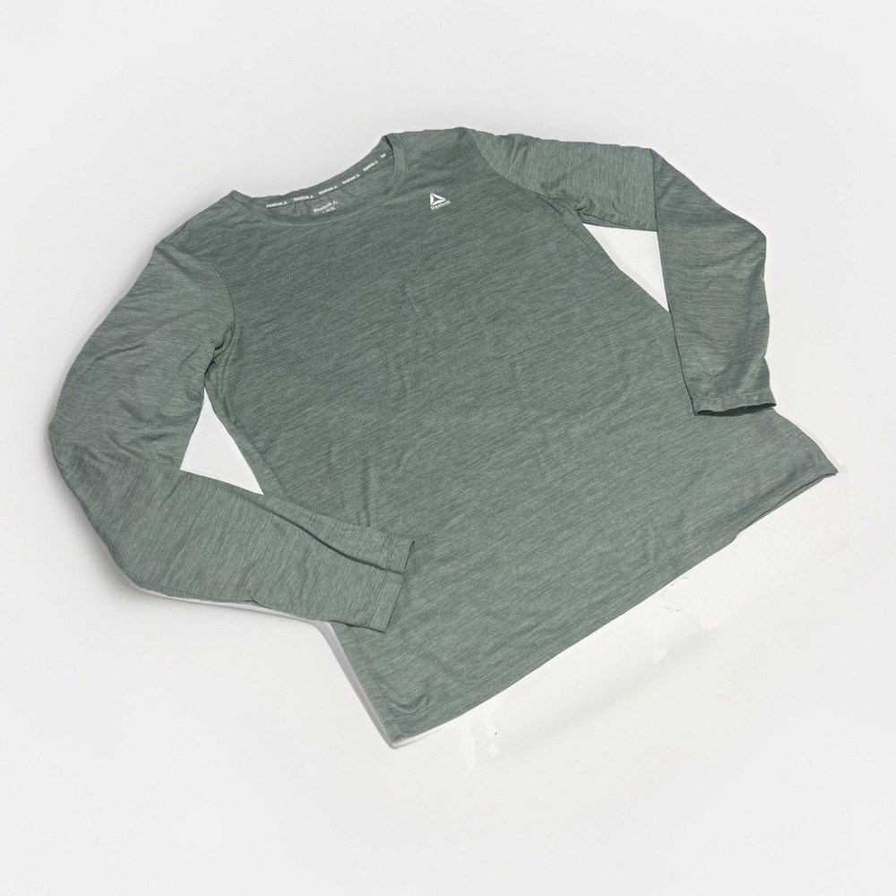Reebok Men's Heather Sage Green Long Sleeve Active Training Shirt Large