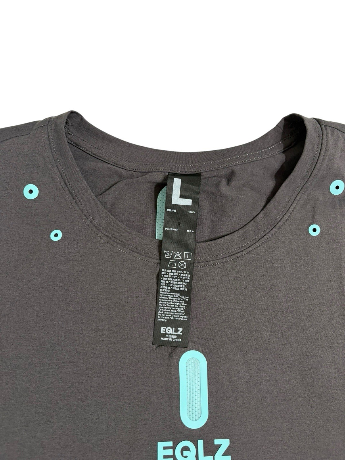 EQLZ Sleeveless Tank Top Mens Size Large LG Grey And Turquoise Blue Workout Wear gallery