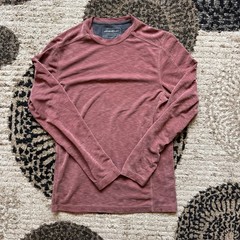Eddie Bauer Men’s Small Long Sleeve Thermal Base Layer – Red Maroon Active Fit