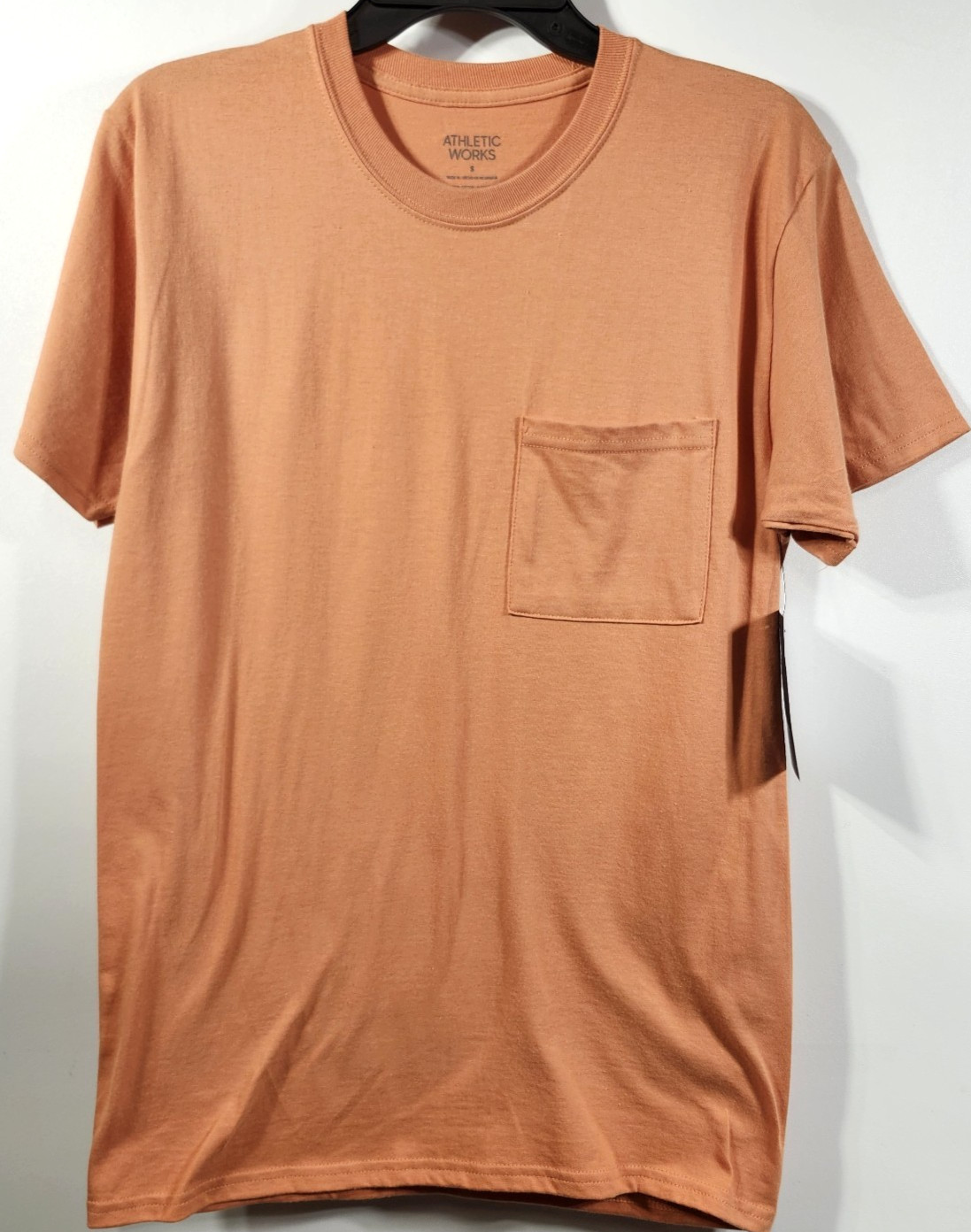 Athletic Works Men's S T-Shirt Orange Short Sleeve Pocket Tee NEW gallery