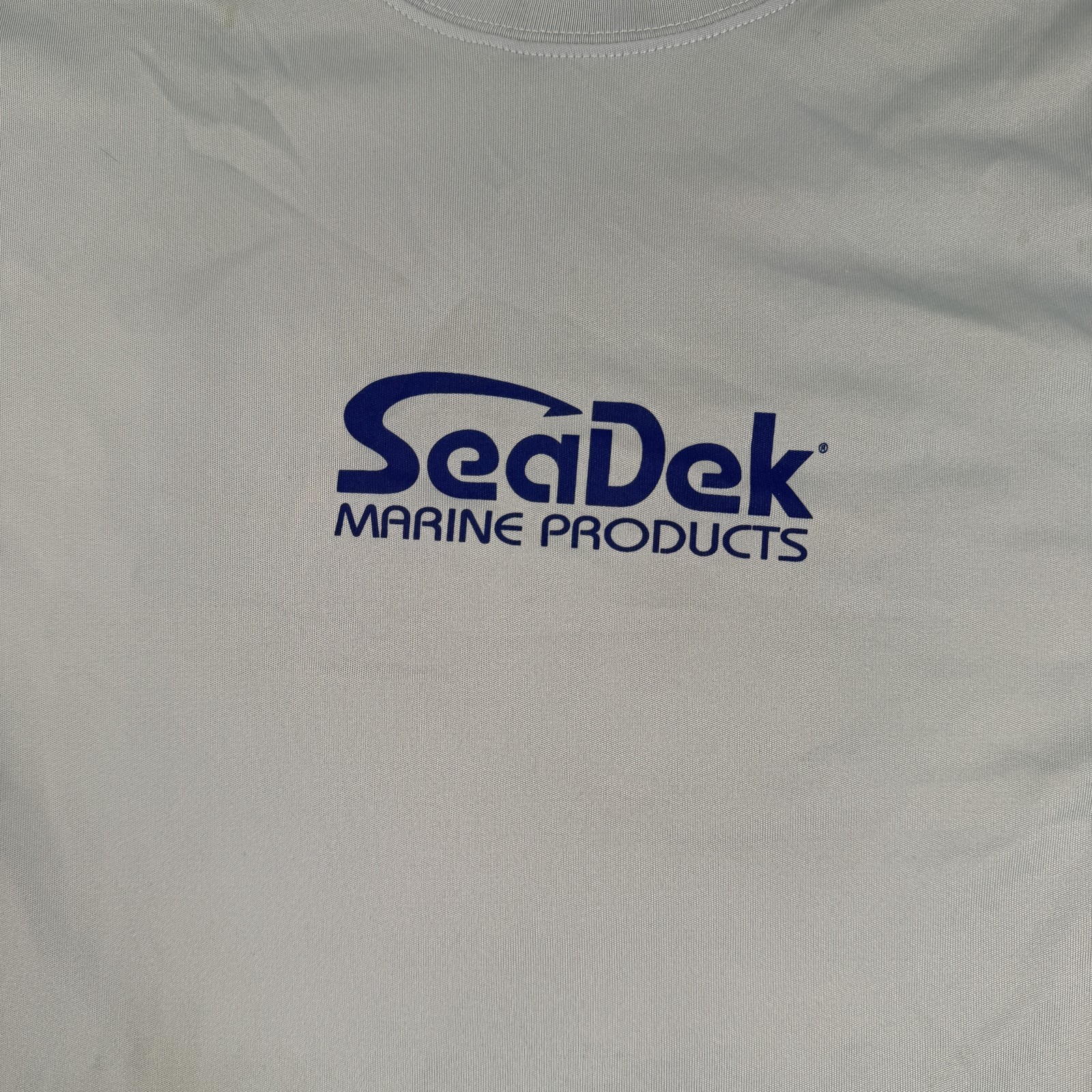 Hanes Cool Dri Mens Medium Blue SeaDek Marine Products Long Sleeve Shirt UV gallery