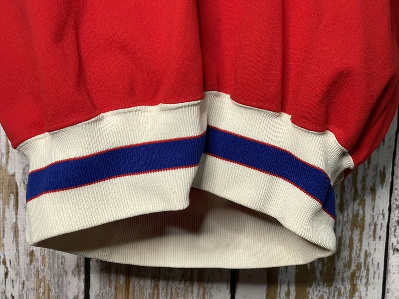 VINTAGE SPEEDLINE ATHLETIC WEAR JERSEY 1/4 ZIP Red White & Blue LCC Patch gallery