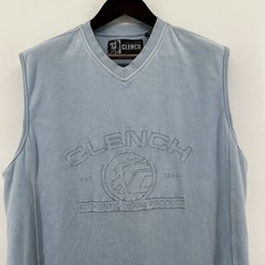 Clench Essential Element Mens L Blue Velour Tank Top Y2K Streetwear Urban Vtg