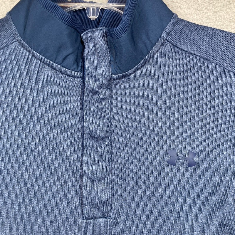 Under Armour Golf ColdGear 1/4 Snap Pullover Blue Men's LG Loose Fit Mock Neck gallery