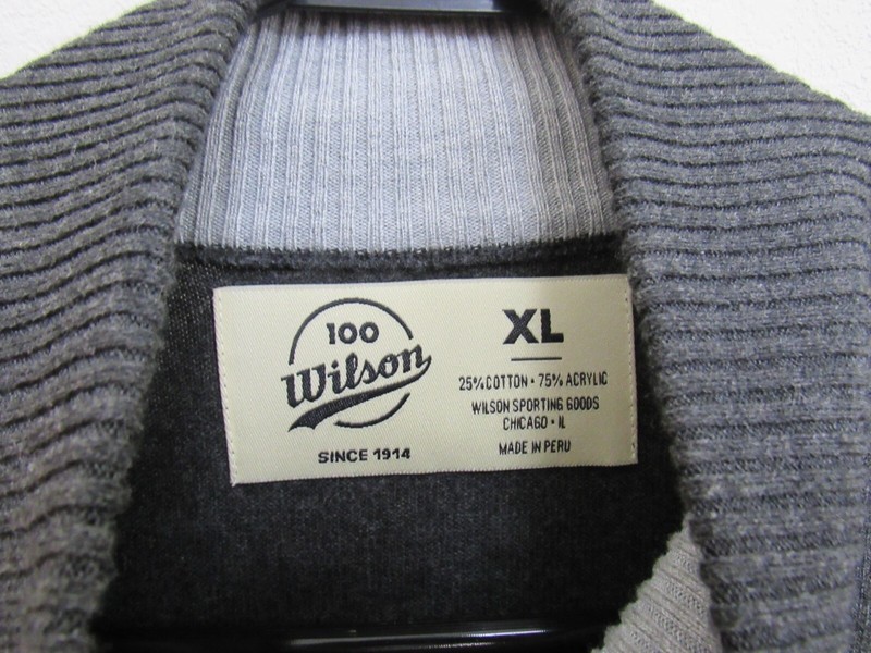 Wilson Sporting Goods Charcoal Gray Cotton/Acryic 1/4 Zip Pullover XL gallery
