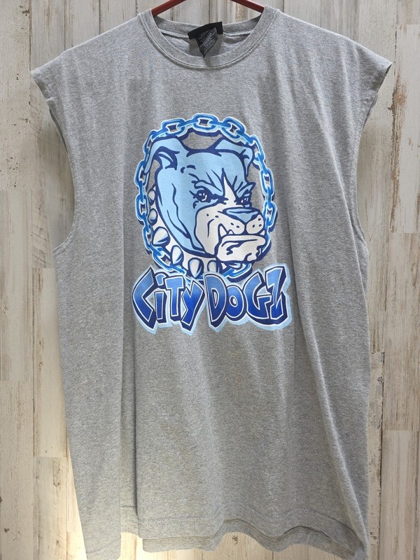 No Boundaries City Dogz Sleeveless Tank Top Shirt Mens Size Large Bull Dog Gray gallery