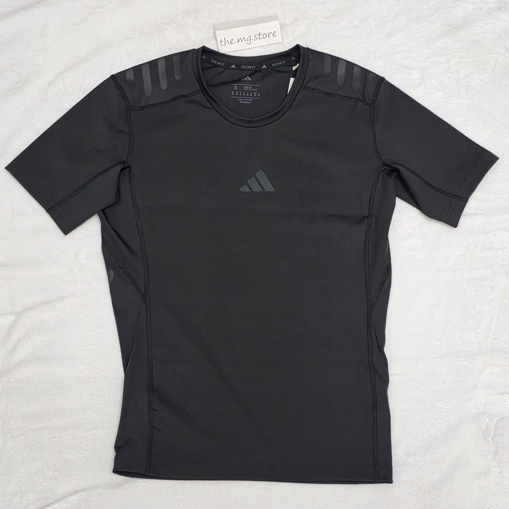 Adidas Rheon Techfit Control Training Tee Compression Shirt Mens XL Black JI5696