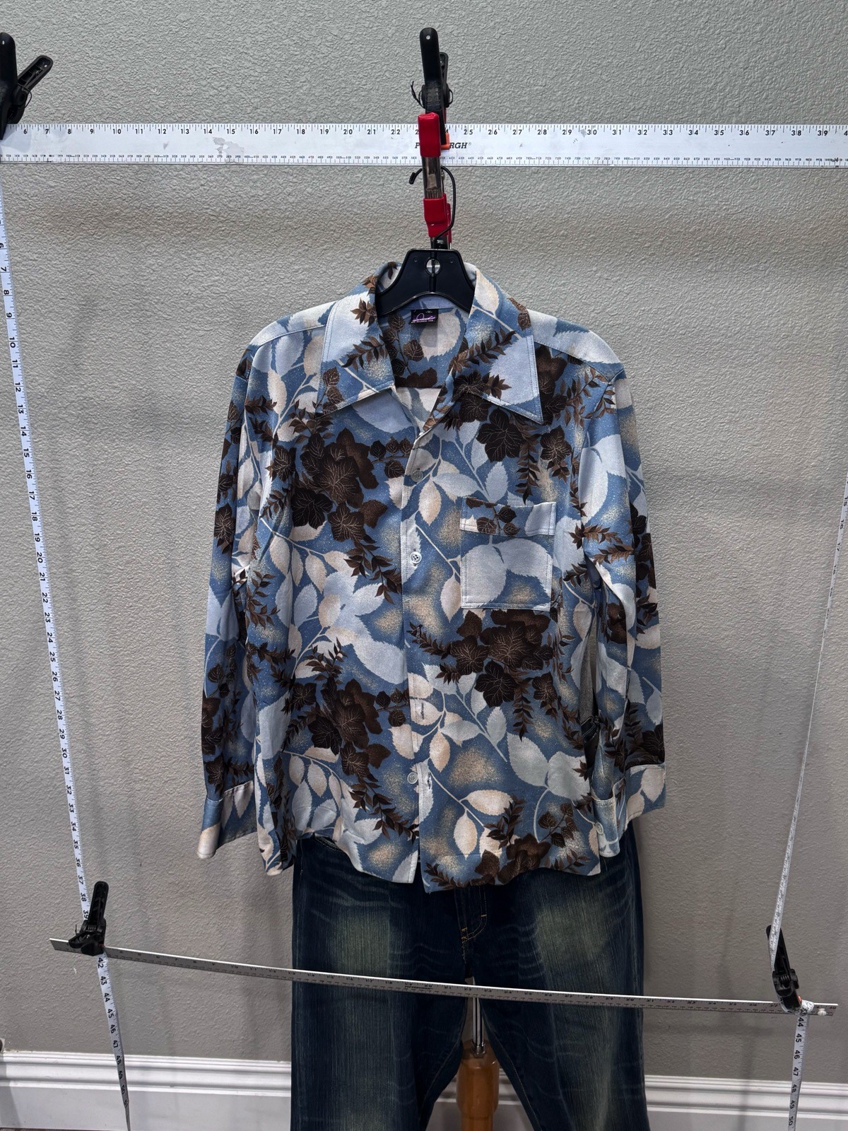 NWT Joel California 1970's Floral LONG SLEEVE SHIRT Medium M Slim 15 x 32/33 gallery