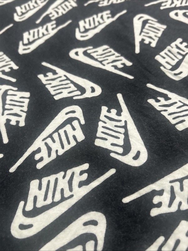 Nike Tee Men's All Over Logo Print Graphic T-Shirt size 2XL Black AOP gallery