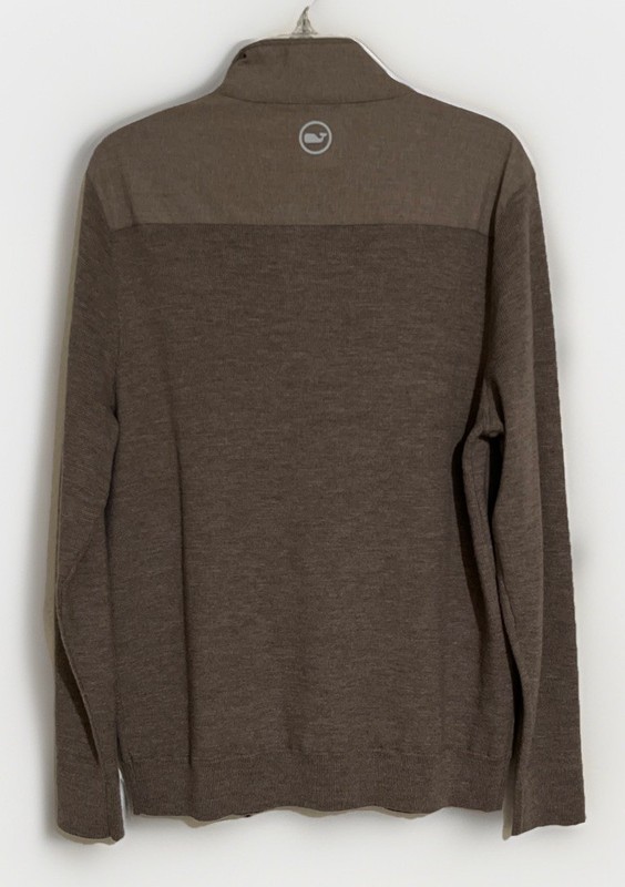 NWOT VINEYARD VINES M-L TAUPE BROWN JIM NANTZ PEBBLE BEACH MERONO WOOL 1/4 ZIP gallery