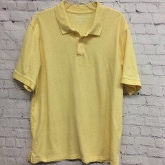 Saddlebred Mens Activewear Polo Shirt Yellow Short Sleeve Collar Comfort Flex L