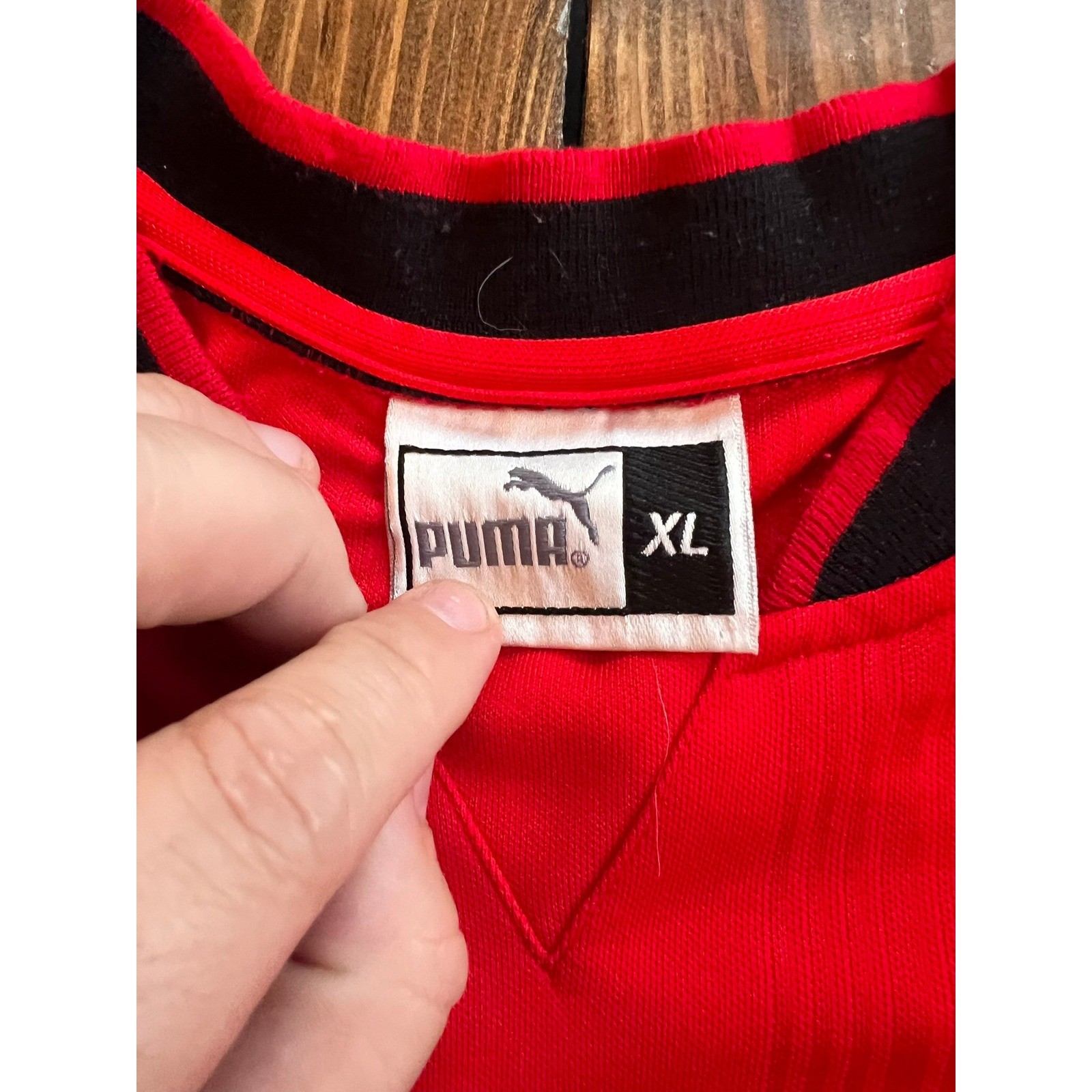 Puma Mens Soccer Jersey Red Black White Logo Tape XL Short Sleeve Athletic Shirt gallery