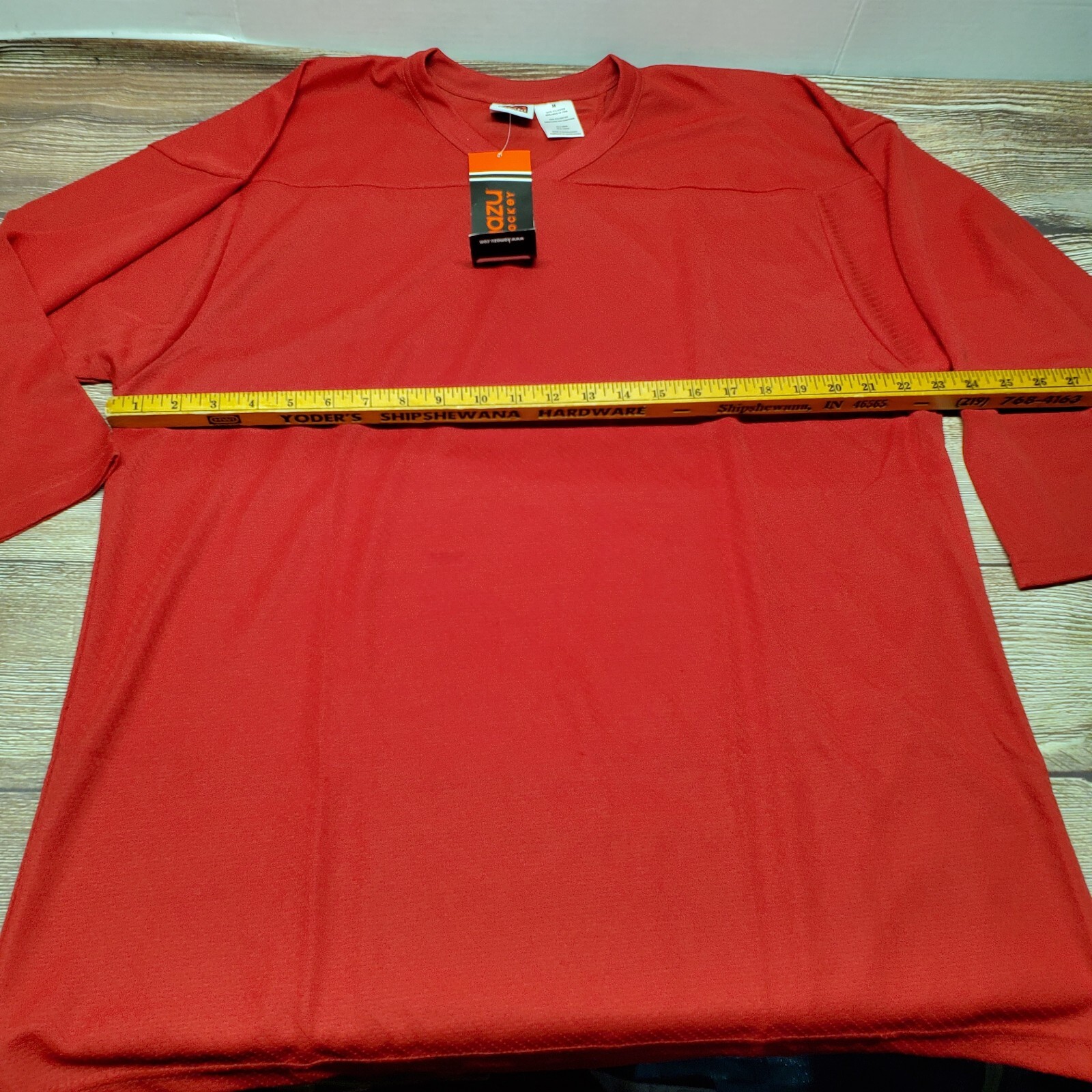 NEW Kamazu Mens Adult Size Medium Solid Red Long Sleeve Hockey Jersey gallery