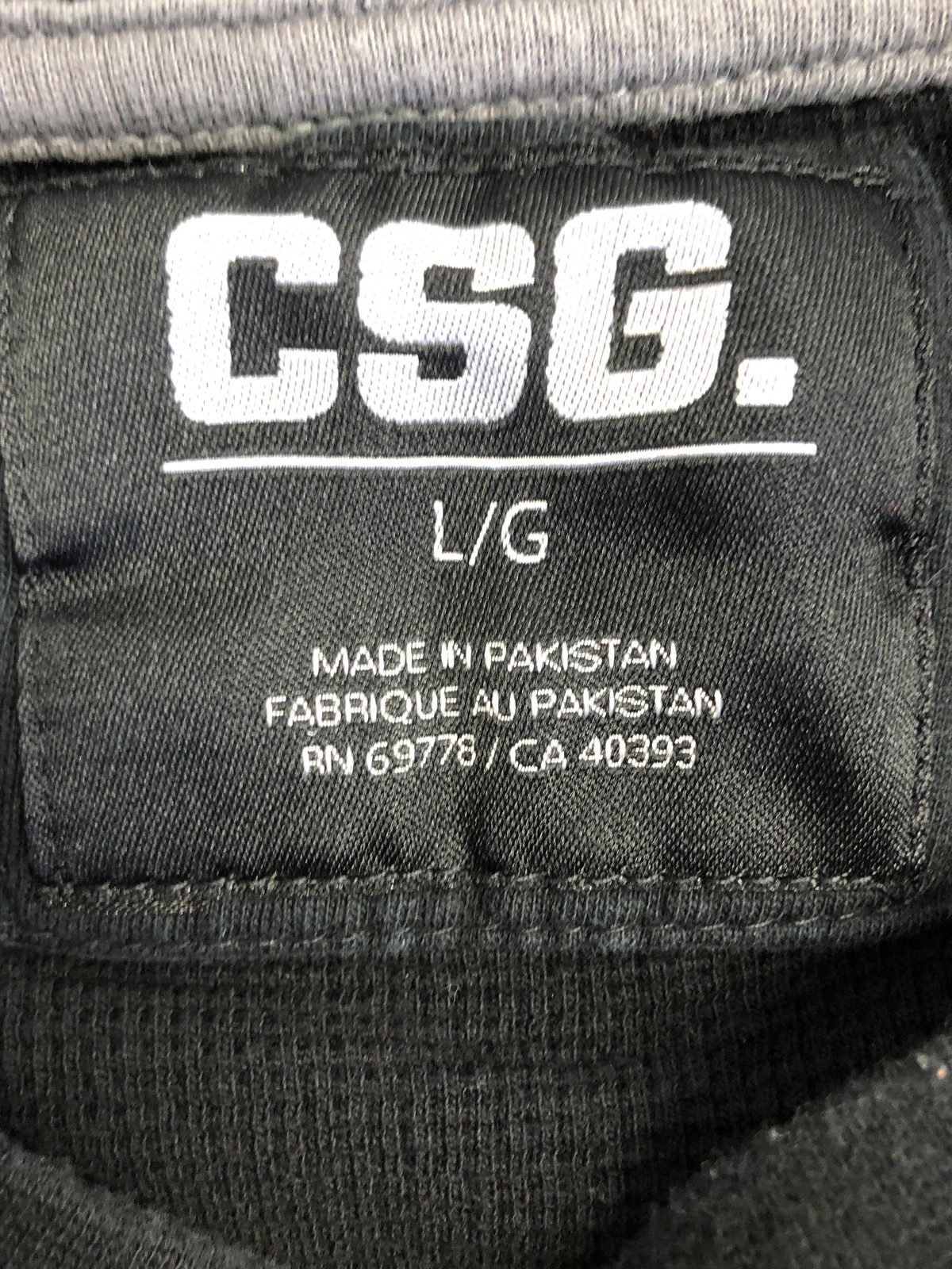 CSG Shirt Youth Large Black Thermal Waffle Knit Long Sleeve Cotton Crewneck gallery