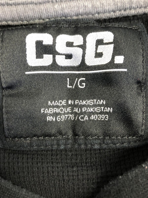 CSG Shirt Youth Large Black Thermal Waffle Knit Long Sleeve Cotton Crewneck gallery