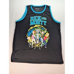 Rick and Morty Mens XXL Basketball Jersey Black Mesh C-137 Graphic Tank Top