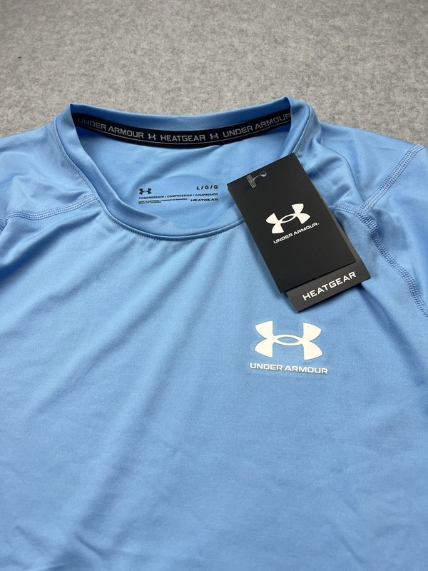 Under Armour Men's HeatGear Short Sleeve Compression Shirt Size L Blue 1361518 gallery