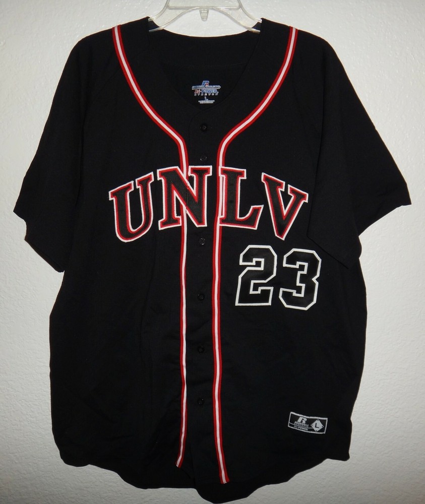 EUC MENS L LG RUSSELL TEAM ISSUED UNLV RUNNIN REBELS BASEBALL GAME JERSEY #23