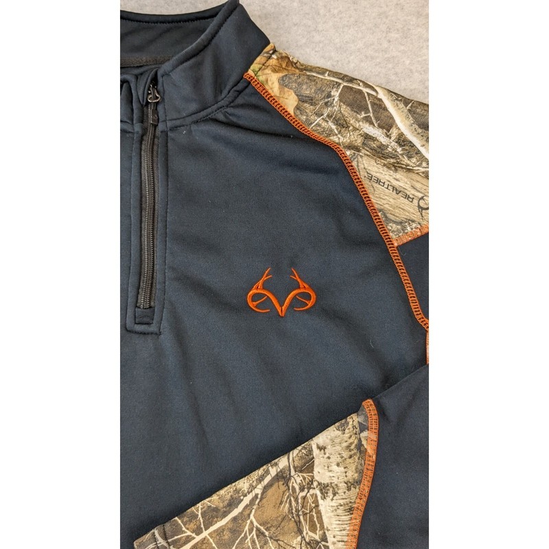 Realtree Edge Shirt Mens Large Black Camo Buckhorn River Performance 1/4 Zip gallery