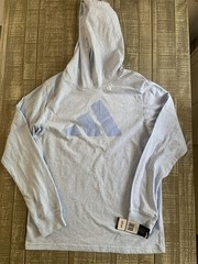 Adidas Light Blue Long Sleeve Shirt with Hood Youth Boys Size Large NWT NEW
