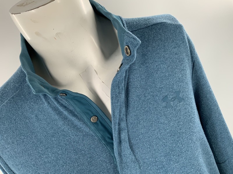 Under Armour Golf Pullover M Men Bright Blue 1/4 Snap Poly Loose YGI K2-373 gallery