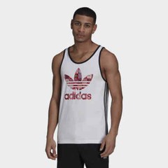 Mens Adidas Original 3 Stripe Tank Top H43942 White/Multi Size XS_S_M_L_XL