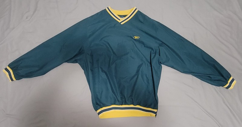 REEBOK PULLOVER JACKET SIZE L UNISEX Green And Yellow Vintage gallery