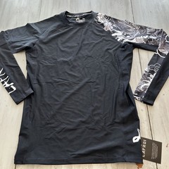 Lafroi Burst Compression Black Long Dragon Floral Sleeve Rash Guard Shirt Men XL