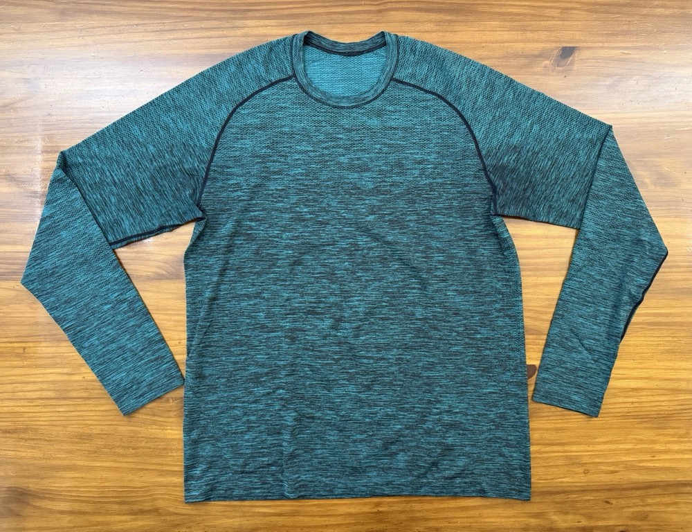 Lululemon Performance Training Shirt Men's Large Green/Teal & Black Heather