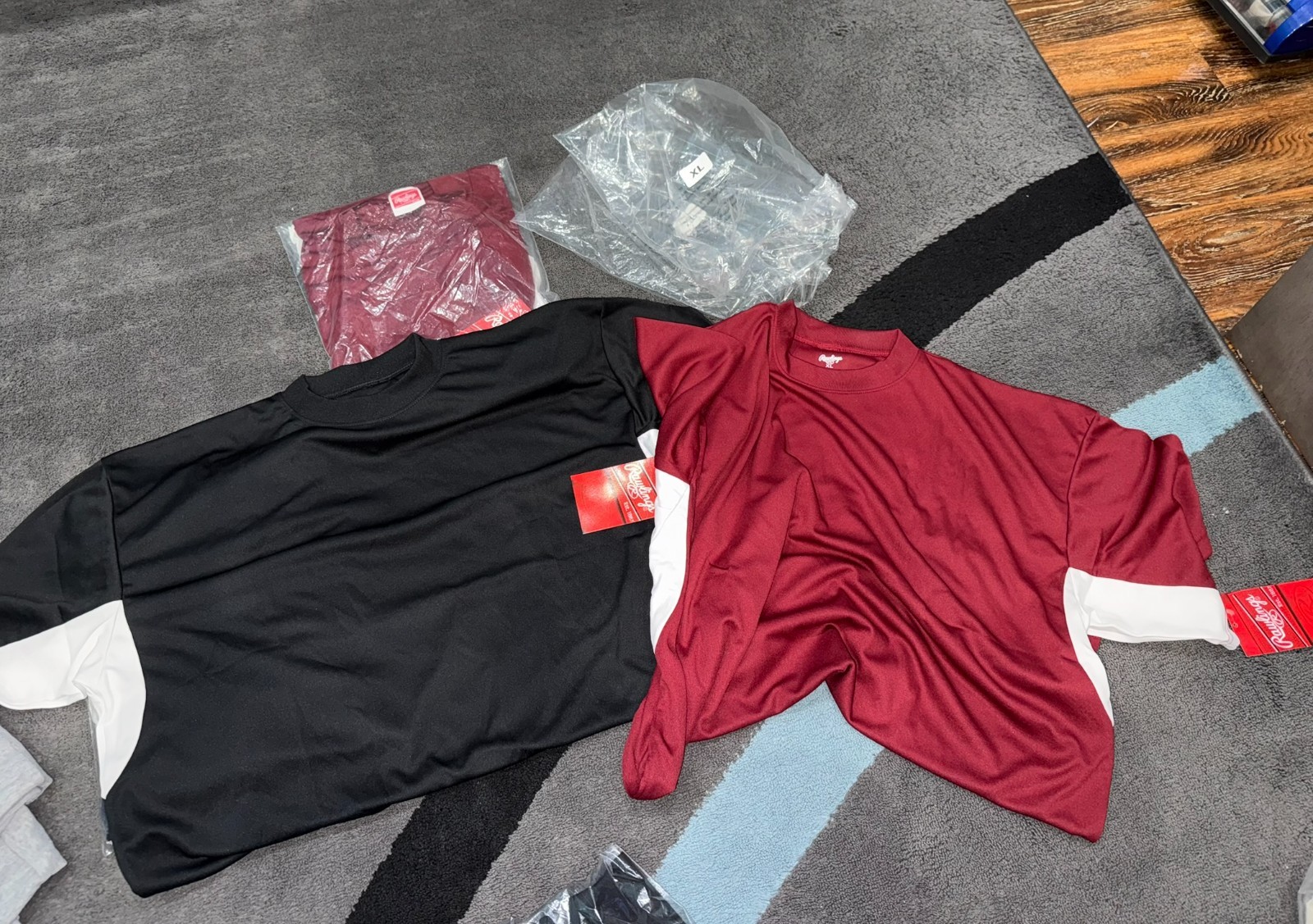 Lot (5) NEW Rawlings poly Dri-fit type material tee shirts workout baseball Jsy gallery