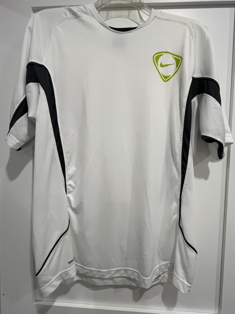 Nike Fit Dry-Dri-Fit Fitness T-Shirt White Size XL RARE DESIGN TIEMPO