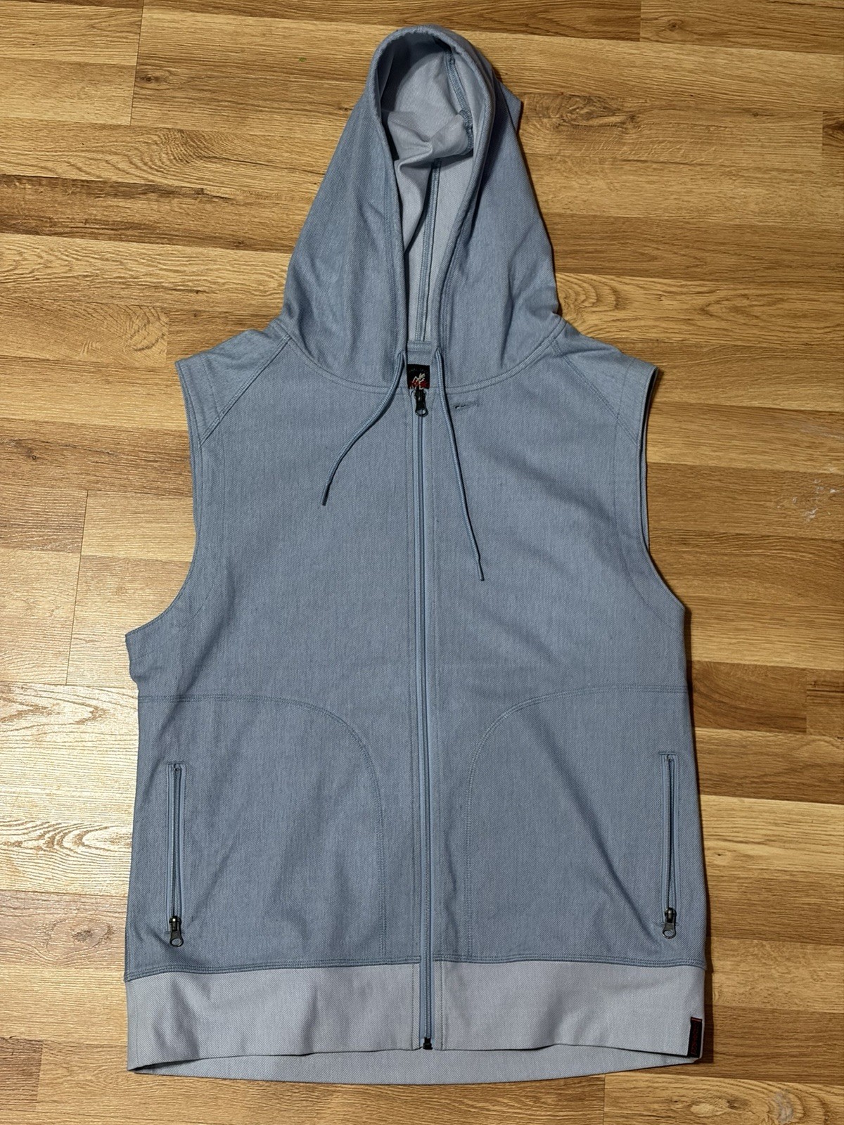 Gramicci Men's Activewear Full Zip Hooded Vest w/ Pockets Blue Gray Medium gallery