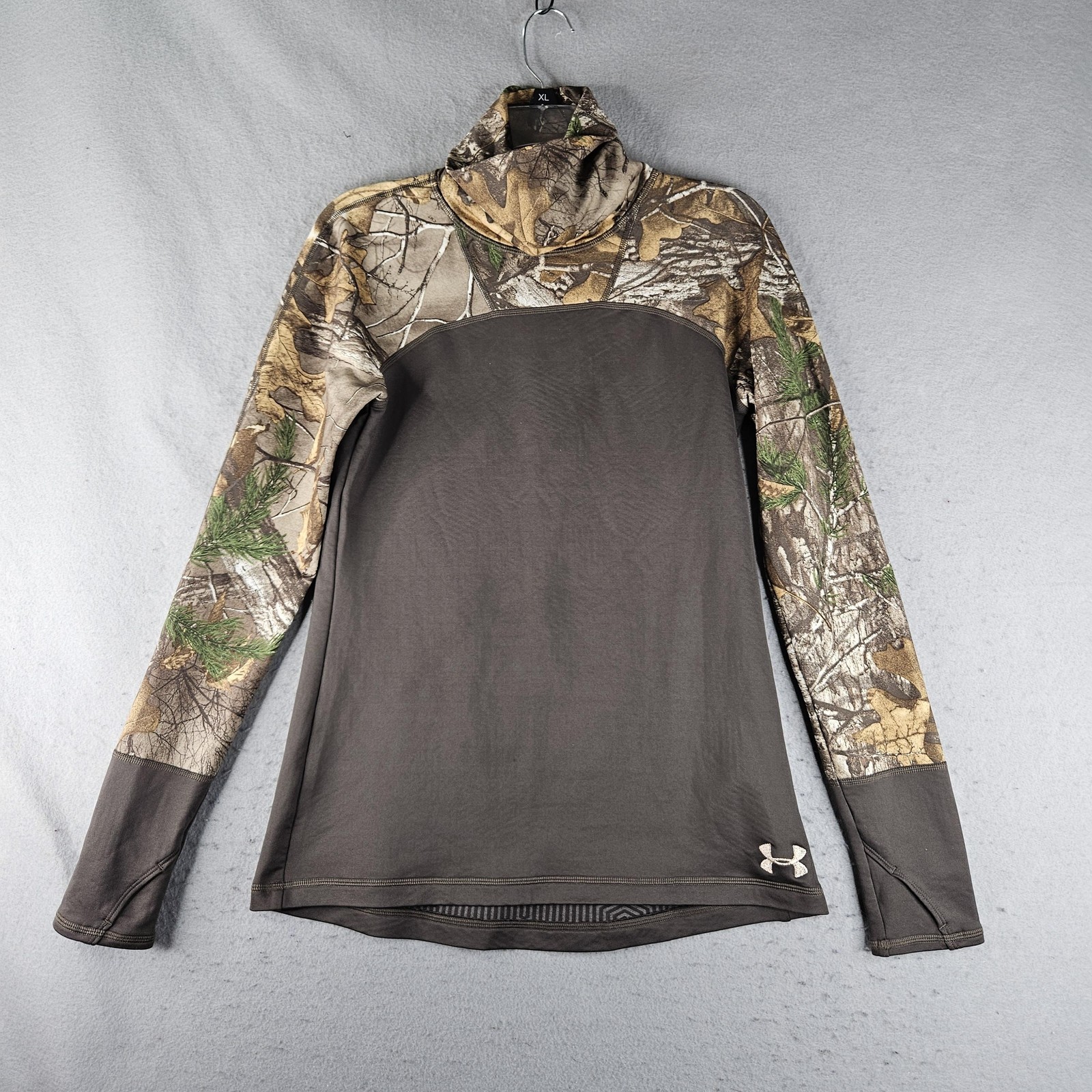 Under Armour Shirt Mens Small Brown Realtree Camo ColdGear Mock Neck Hunting gallery