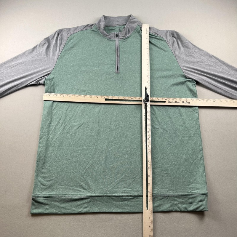 Johnnie-O Shirt Mens XL Green Gray 1/4 Zip Pullover Raglan Stretch Long Sleeve gallery