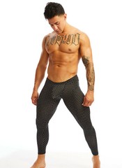 N2N Bodywear Men black Edison polka dot brushed tights size M L