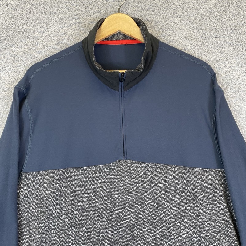 Lululemon Sprint Zip Running Pullover Men's Large Navy Gray Performance Workout gallery
